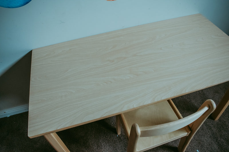Montessori Furniture Preschool Kids Table And Chair Set (3 - 6 yrs) Beechwood - Table 120 x 60 x 53(H)cm, Chair 31cm(H) Kids Furniture