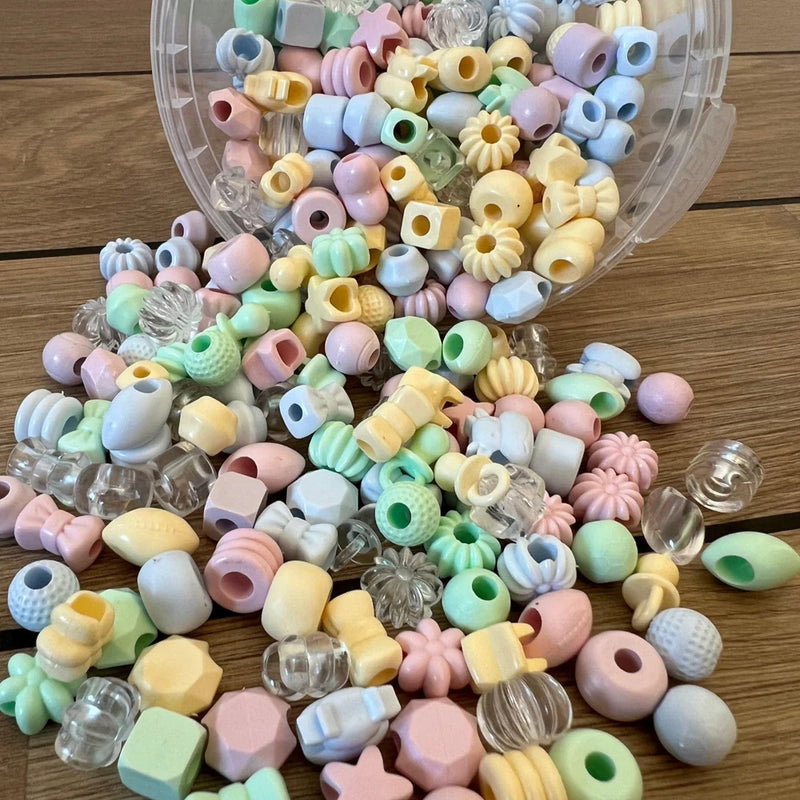 Dantoy Large Recycled Beads Pastel Colours 520pcs Art and Craft Loose Parts 3yrs+