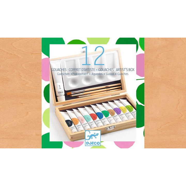 Artist's Paint Box with 12 Gouaches by Djeco Stationary Art and craft for kids 6yrs+