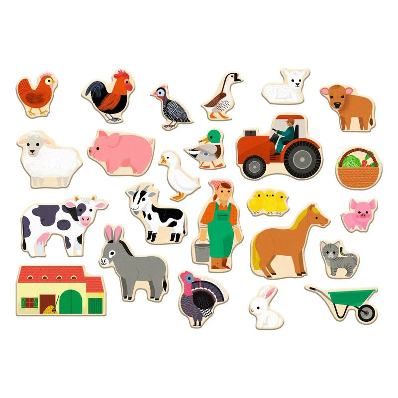 Farm Magnetic Game Puzzle 24pcs by Djeco Cognitive Travel Developmental Toys Gift Idea for Toddler 2yrs+