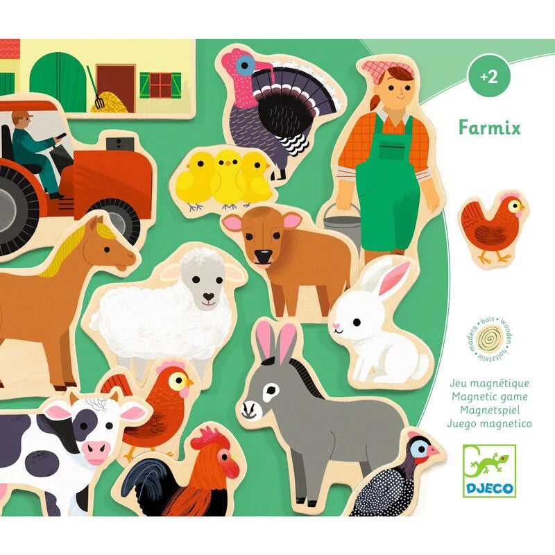 Farm Magnetic Game Puzzle 24pcs by Djeco Cognitive Travel Developmental Toys Gift Idea for Toddler 2yrs+