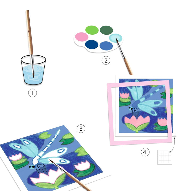 Djeco Indonesia Guided Painting Watercolour Paint Travel Toys Art Kit Art and Craft for Kids 5yrs+