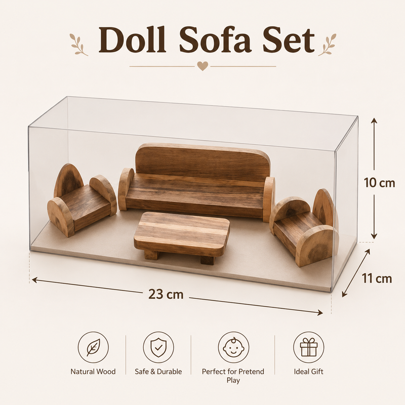 Qtoys Sofa Set Dolls Furniture 4pcs Pretend & Imaginative Play 3yrs+
