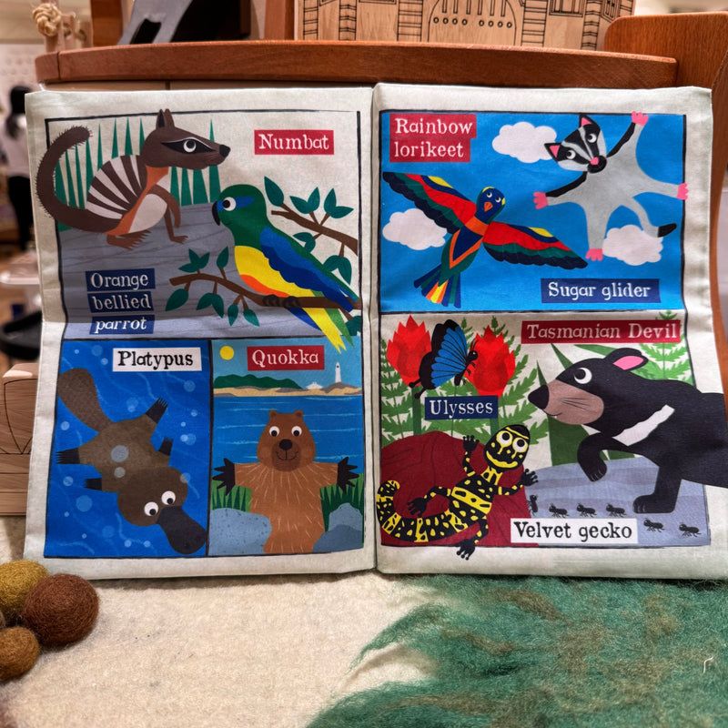 Nursery Times Crinkly Newspaper A-Z Aussie Animals by Jo & Nic's Crinkly Cloth Book Australian Theme 3m+
