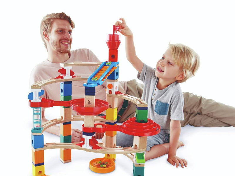 Hape Marble Run Quadrilla Super Spiral 79pcs Early Science STEM Toys Marble Run Game Wooden Building Blocks 4yrs+
