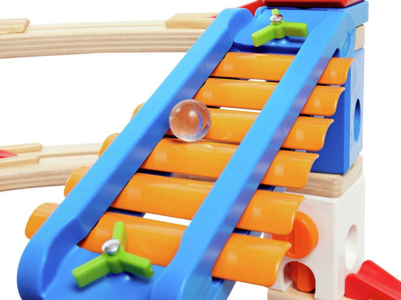 Hape Marble Run Quadrilla Super Spiral 79pcs Early Science STEM Toys Marble Run Game Wooden Building Blocks 4yrs+