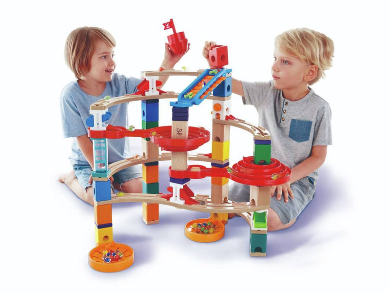 Hape Marble Run Quadrilla Super Spiral 79pcs Early Science STEM Toys Marble Run Game Wooden Building Blocks 4yrs+