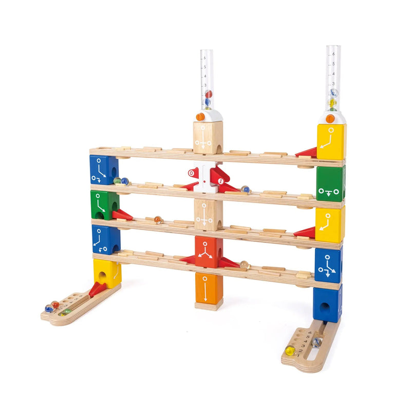 Hape Marble Run Quadrilla Basic Coding Set Early Science STEM Toys 85pcs Marble Run Game Wooden building Blocks 6yrs+