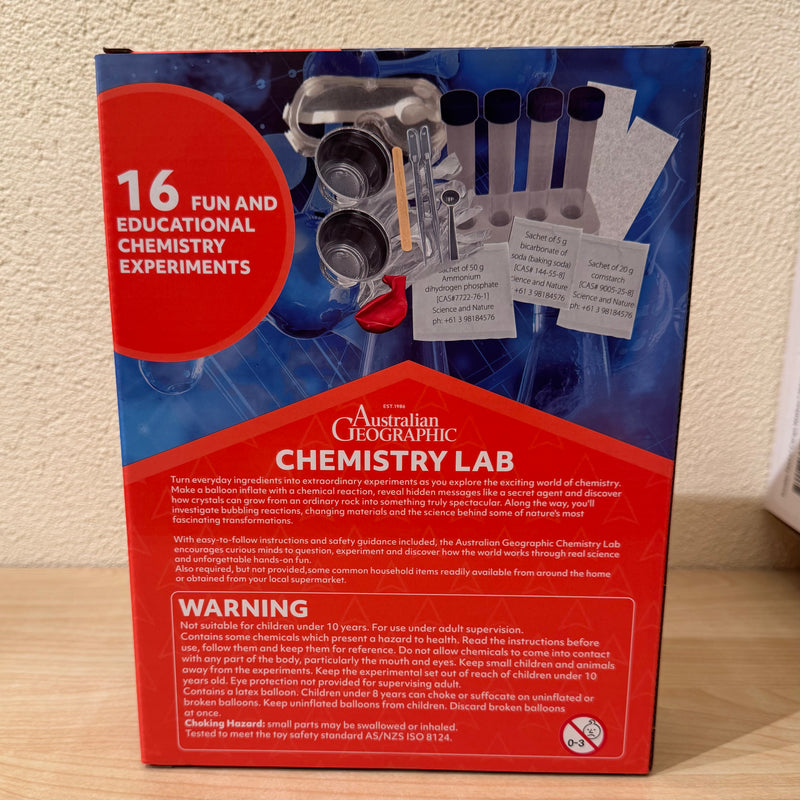 Australian Geographic Chemistry Lab Science Kit with 16 Chemistry Experiments Early Science STEM Toys Gifting Idea for 10yrs+