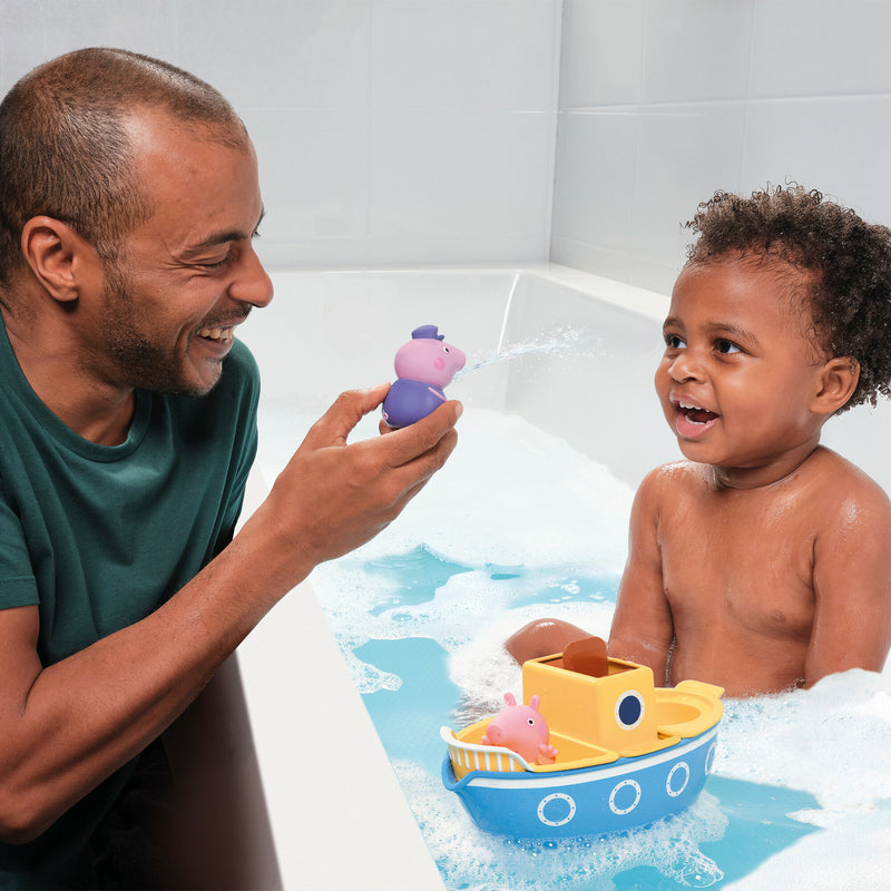 TOMY Grandad Pigs Splash & Pour Boat Baby Bath Toy Baby Toys 18m+