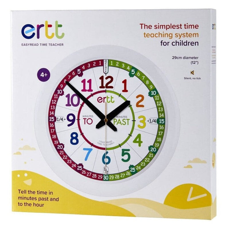 EasyRead Kids Analog Clock Rainbow Wall Past and To Clock 29cm by ertt Room Decor Early Math Games for Kids STEM Toys 4yrs+