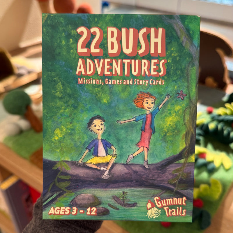 Bush Adventure Cards for Nature Explorers 22pcs by Gumnut Trails Missions, Games and Story Cards Outdoor Travel Toys Storytelling 3yrs+