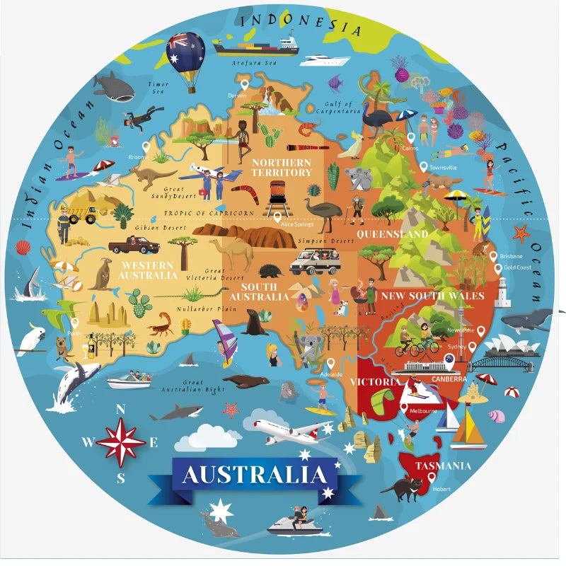 Travel, Learn and Explore Australia 210pc Book and Puzzle Set by Sassi Gift Set 6yrs+