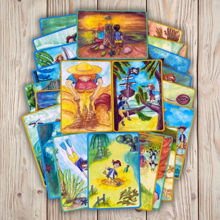 Beach Adventures Cards for Seaside Explorer 22pcs by Gumnut Trails Missions, Games and Story Cards Outdoor Travel Toys Storytelling 3yrs+