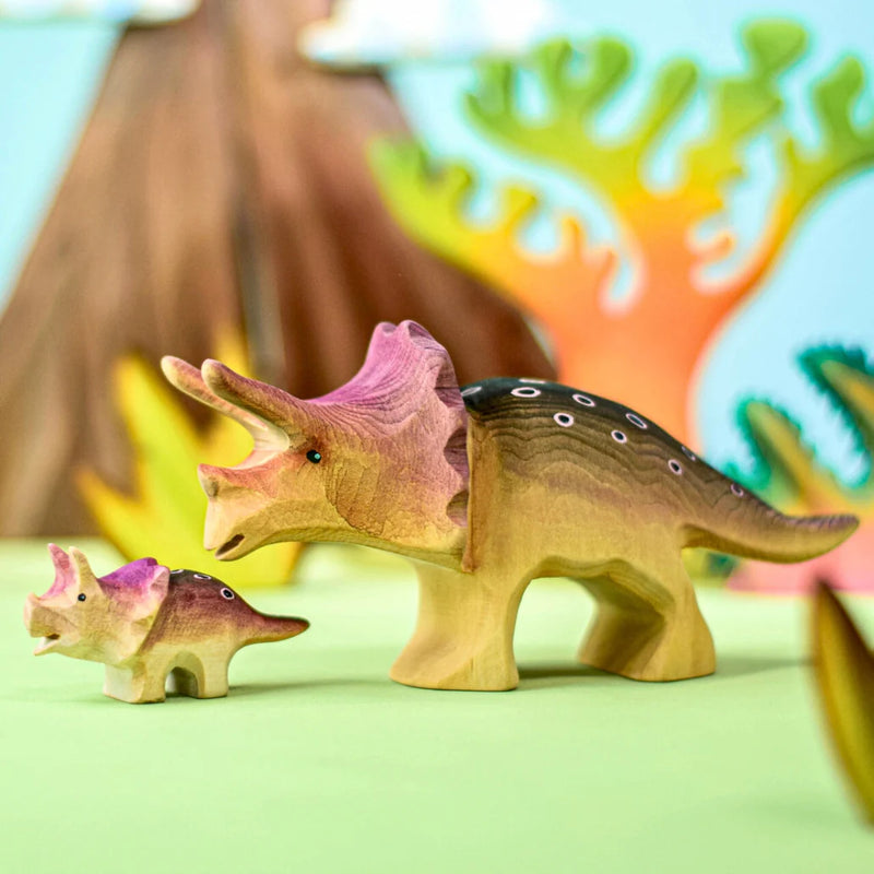 Wooden Triceratops Set of 2 by BumbuToys Dinosaur Toys Dinosaur and Dragon Theme 3yrs+