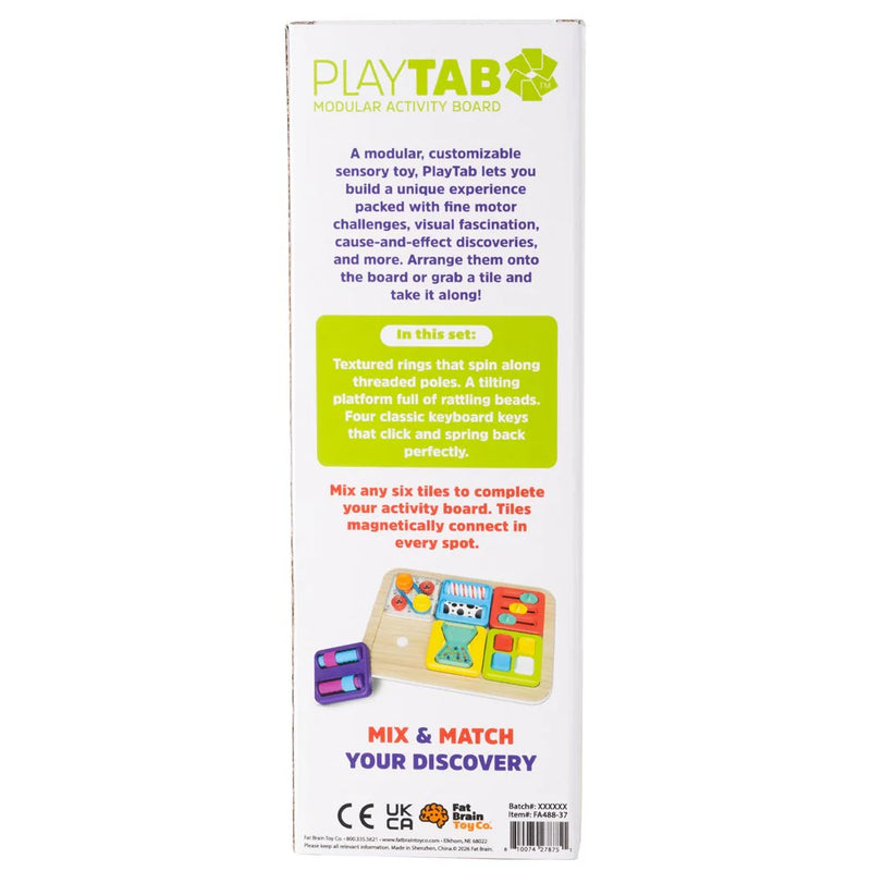 PlayTab Sensory Tiles Set 5 Threads, Teeter totter and Keyboard tile, by Fat Brain Toys Sensory Cognitive Developmental Toys for Toddlers Baby Toys Best Seller 12m+