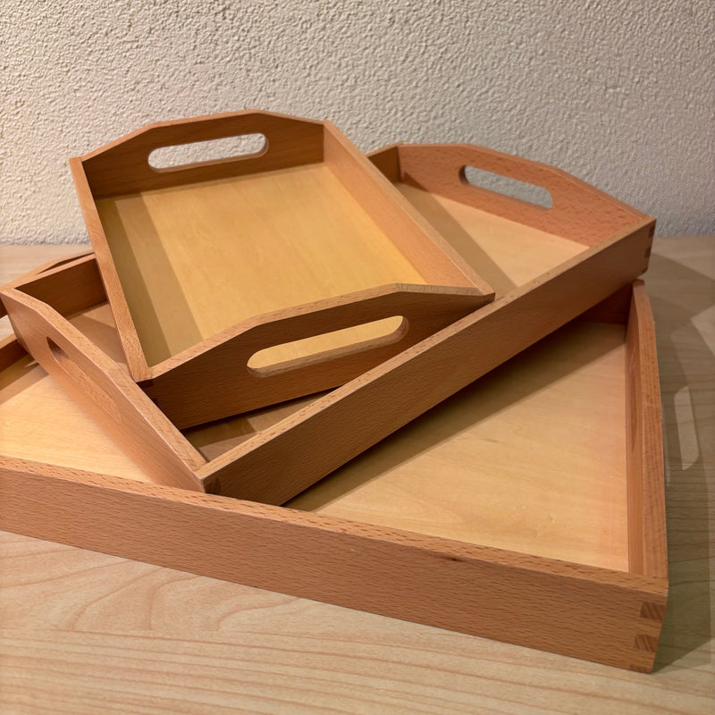 Montessori Trays with Handle Set of 3 Practical Life Materials