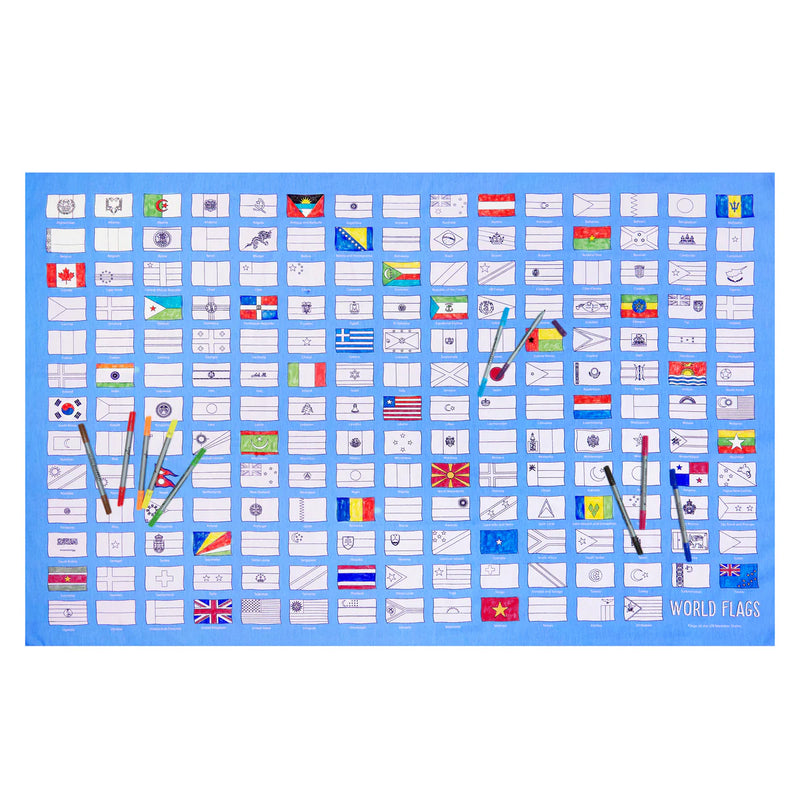 World Flags Colour And Learn Tablecloth by Eat Sleep Doodle Art and craft for kids 3yrs+
