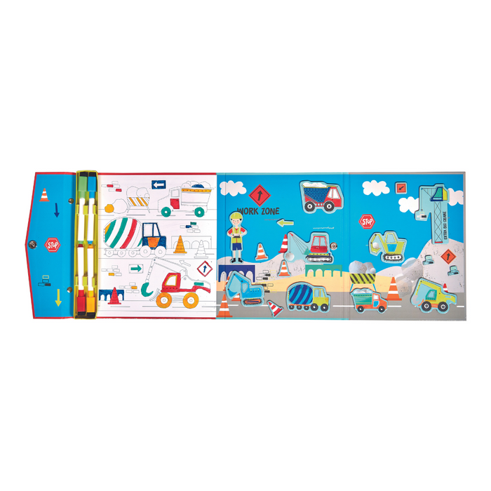Floss & Rock Construction Magnetic Multi Play - Doodle, Colour, Puzzle and Play 3yrs+