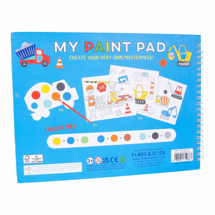 Paint Pad with 8 Paint Palettes and 1 Brush - Construction 3yrs+