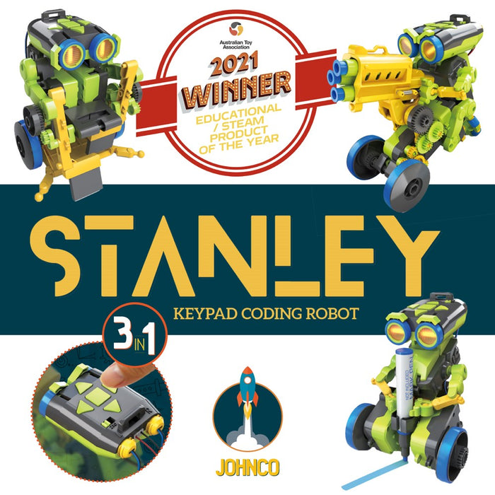 Johnco Stanley 3-in-1 Keypad Coding Robot Early Science STEM Toys 8yrs+