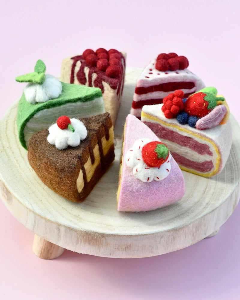 Tara Treasures Felt Cake Fresh Fruit Torte Slice Pretend and Imaginative Play Kitchen Accessories Best Seller 3yrs+