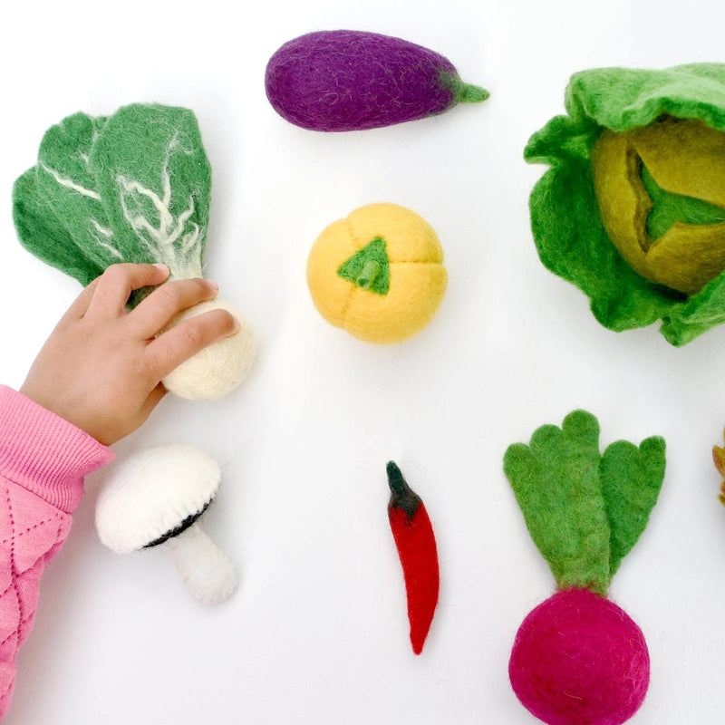 Tara Treasures Felt Food Groups Vegetables Pretend and Imaginative Play Kitchen Accessories 3yrs+