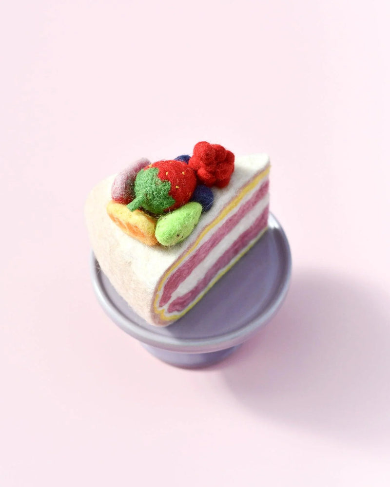 Tara Treasures Felt Cake Fresh Fruit Torte Slice Pretend and Imaginative Play Kitchen Accessories Best Seller 3yrs+