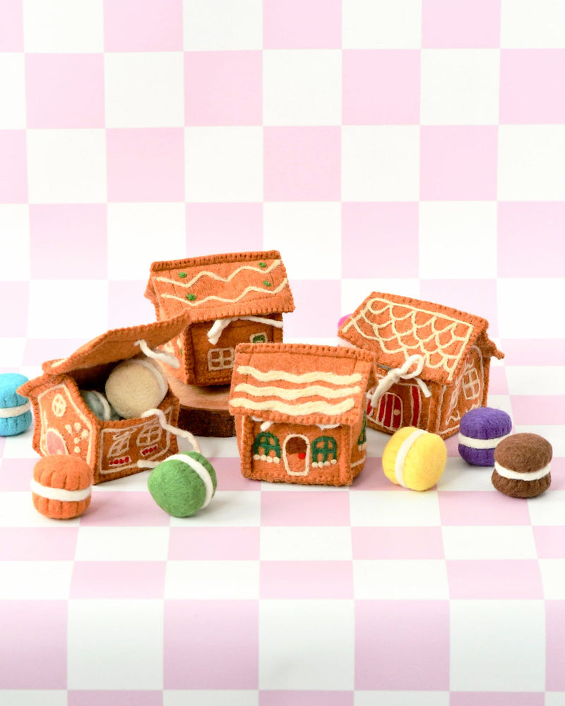 Tara Treasures Felt Gingerbread House with Green Door Pretend & Imaginative Play Toys Retired 3yrs+