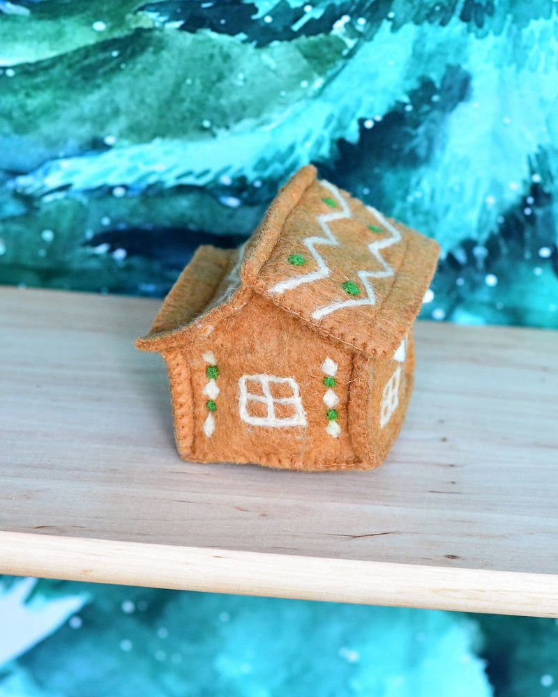 Tara Treasures Felt Gingerbread House with Green Door Pretend & Imaginative Play Toys Retired 3yrs+