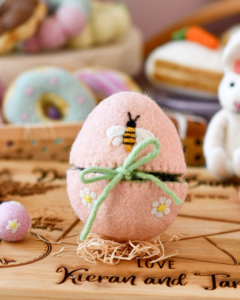 Tara Treasures Felt Egg Cover - Peach with Bee Motif Easter Toys 3yrs+