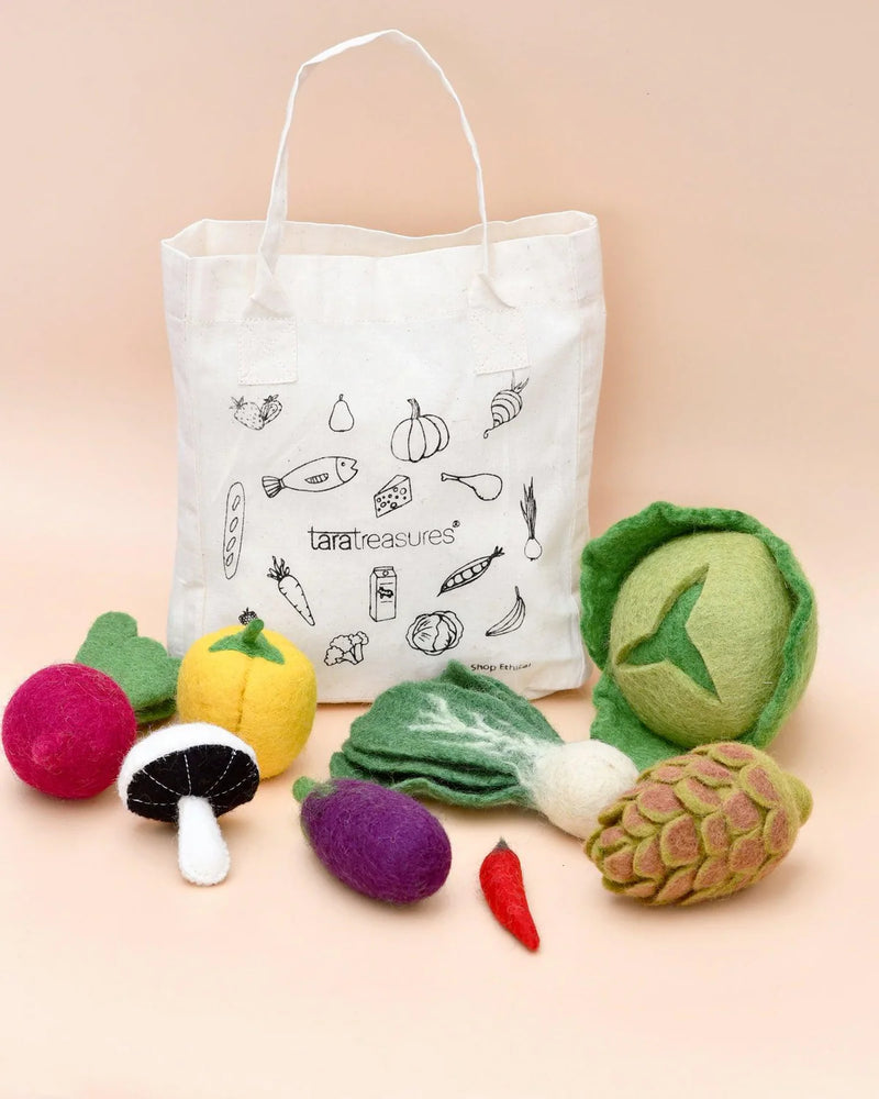 Tara Treasures Felt Food Groups Vegetables Pretend and Imaginative Play Kitchen Accessories 3yrs+