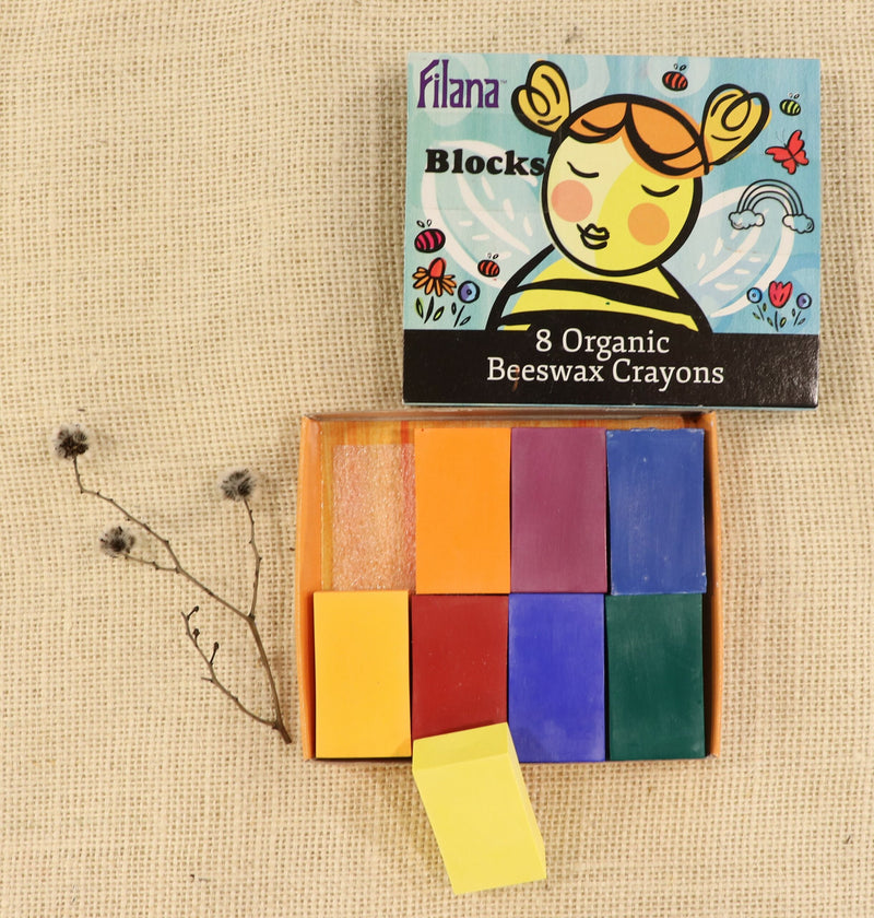 Filana Organic Beeswax Crayons Waldorf Education Inspired 8 Blocks Stationary Art and craft for kids 3yrs+