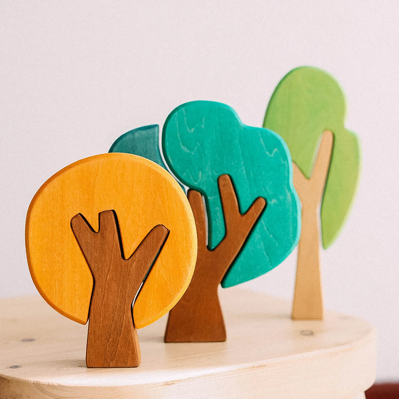 Wooden Flat Forest Set Classic 7pcs Set of 3 Trees by Avdar Toys Wooden Toys Pretend & Imaginative Play Gifting Idea for 3yrs+