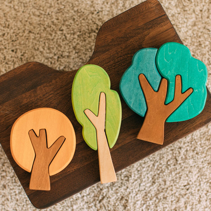 Wooden Flat Forest Set Classic 7pcs Set of 3 Trees by Avdar Toys Wooden Toys Pretend & Imaginative Play Gifting Idea for 3yrs+