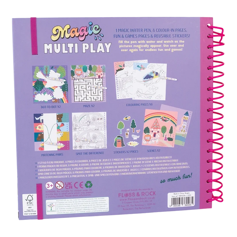 Floss & Rock Water Multiplay Fairy Tale Reusable Activity Book 16 Activities with Water Pen Art and Craft for Kids Fairy Unicorn and Castle Theme 3yrs+