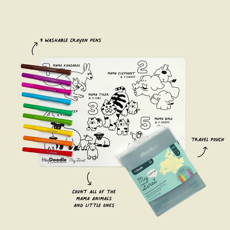 Hey Doodle My First Counting Colouring & Doodle Mat Travel Toys Art and Craft for Kids 3yrs+