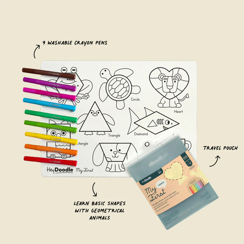 Hey Doodle My First Shapes Colouring & Doodle Mat Travel Toys Art and Craft for Kids 3yrs+