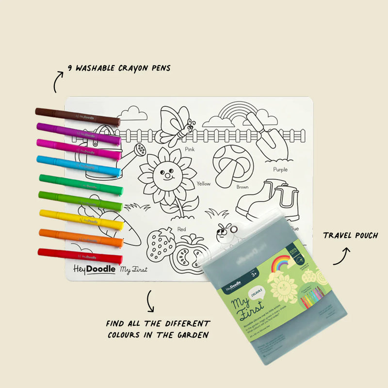 Hey Doodle My First Colours Colouring & Doodle Mat Travel Toys Art and Craft for Kids 3yrs+