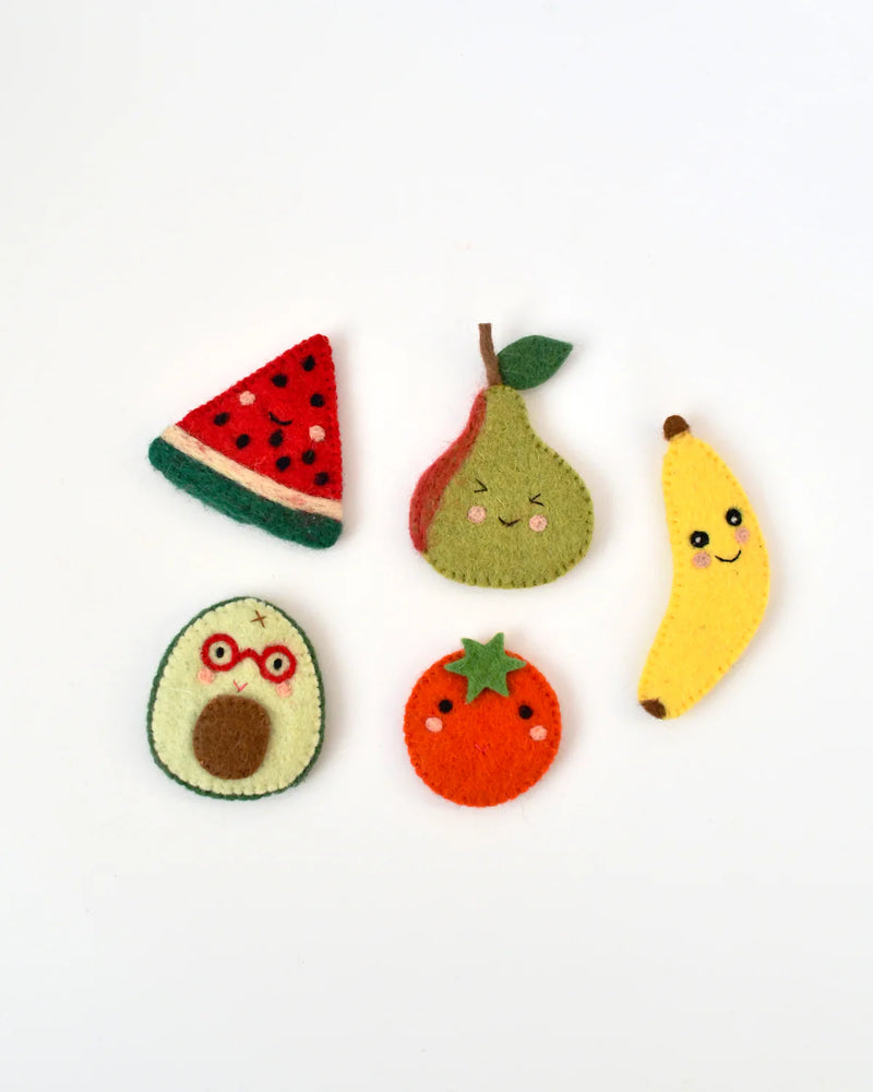 Tara Treasures Felt Fruits Finger Puppet Set of 5 Pretend and Imaginative Play Toys Retired 3yrs+