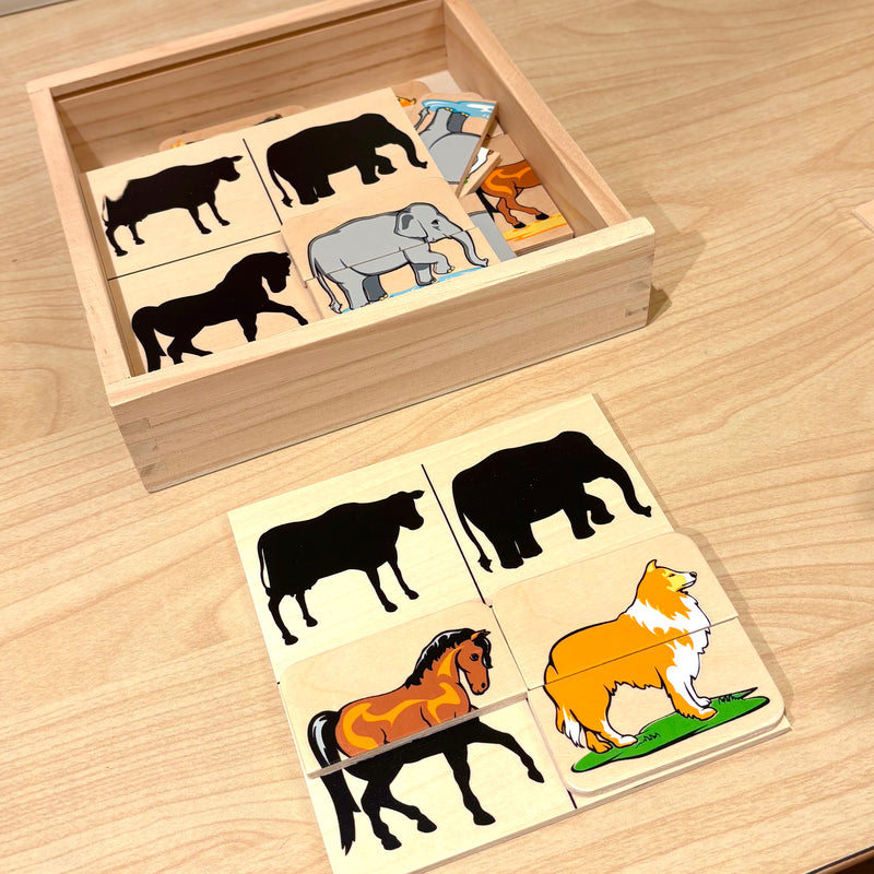 Fun Factory Animal Shadow 36pcs Wooden Matching Animal Puzzles Fine Motor Skills Cognitive Developmental Toys Gift Idea for 3yrs+
