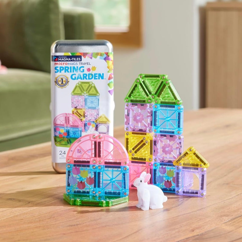 Magna Tiles MicroMAGS Spring Garden 24pcs Easter Magnetic Tiles Set Travel Toys 3yrs+