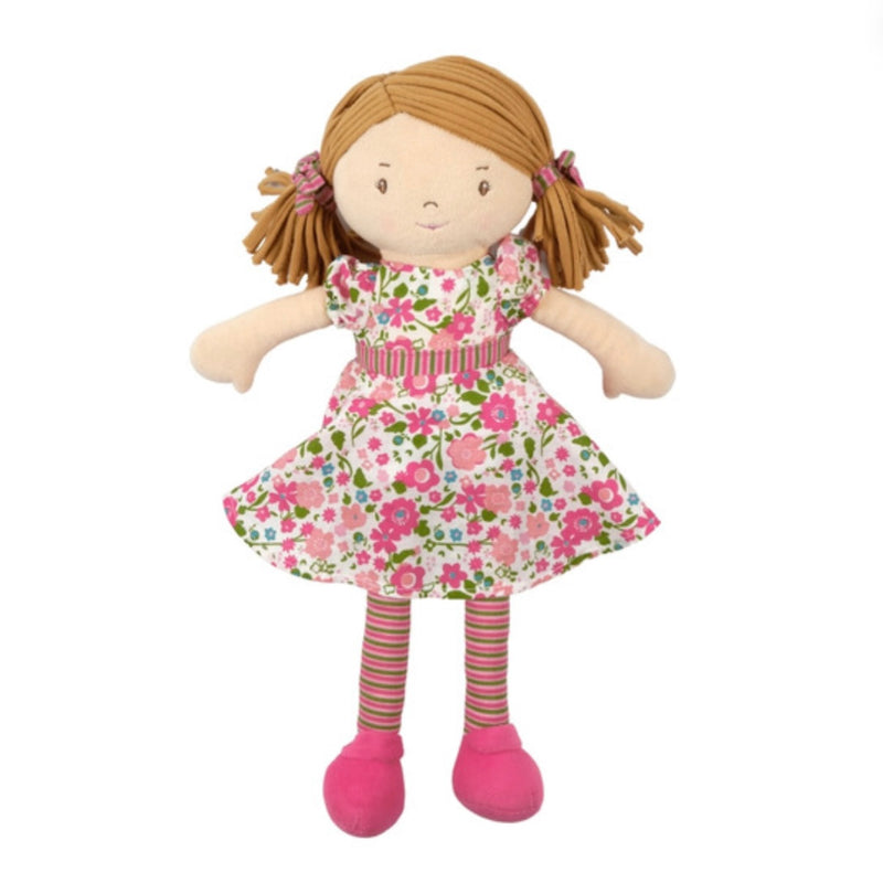 Bonikka Dolls Fran with Light Brown Hair & Floral Pink Dress Baby Toddler Plush Toys Baby Gifts Idea 0m+