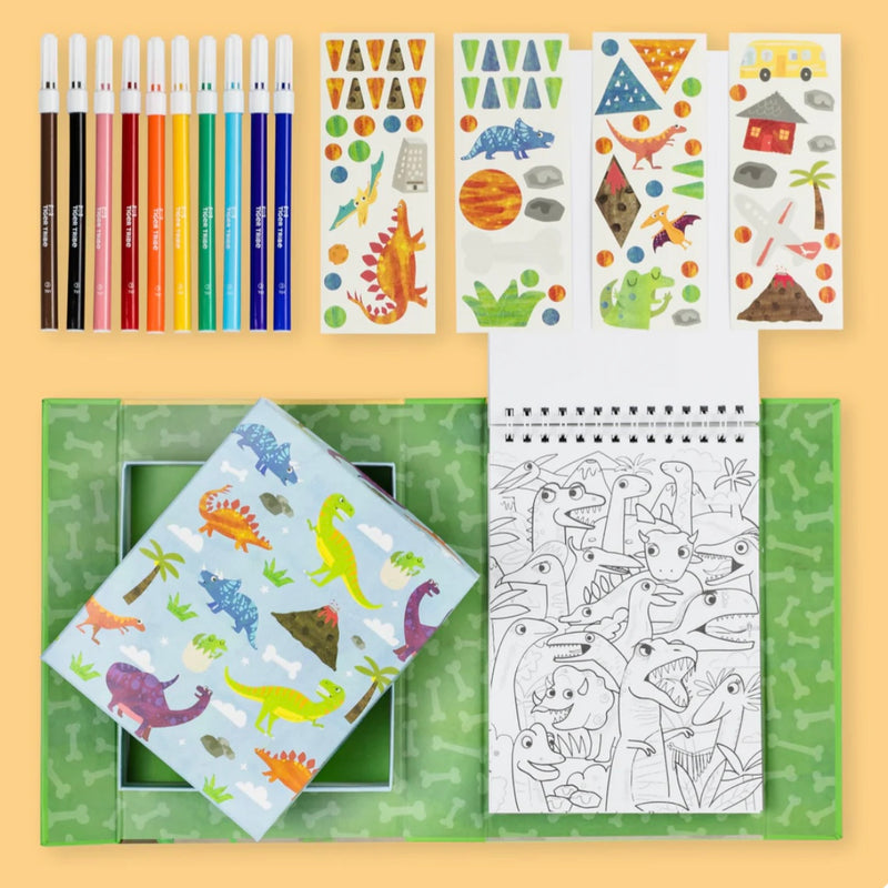 Tiger Tribe Colouring Set Dinosaurs Activity Book Art and Craft for kids Dinosaur and Dragon Theme 4yrs+