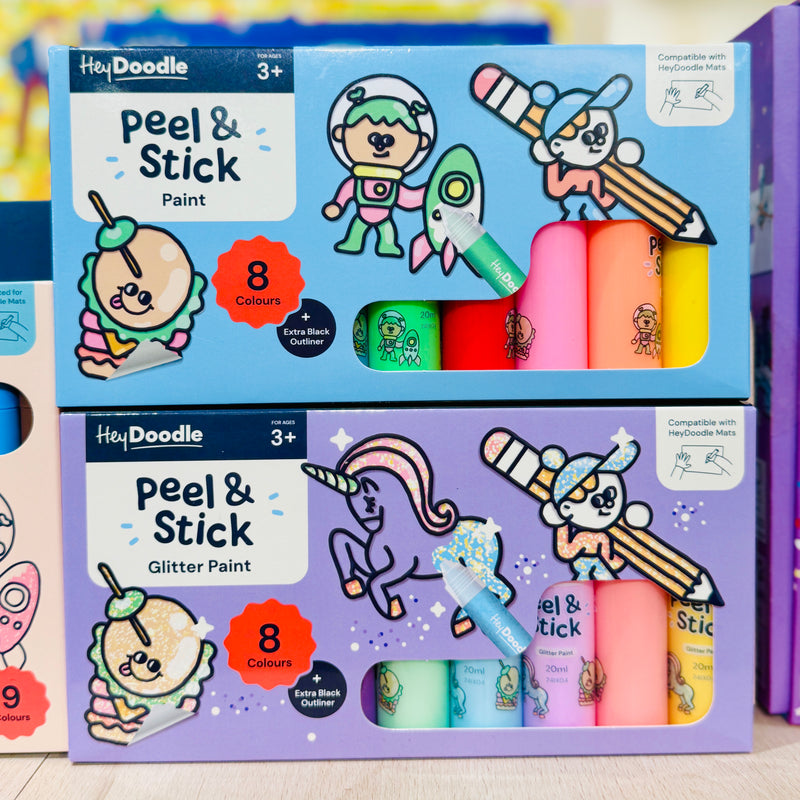 Hey Doodle Peel and Stick Paint 8 Colours Rainbow Solid Art and Craft for Kids 3yrs+