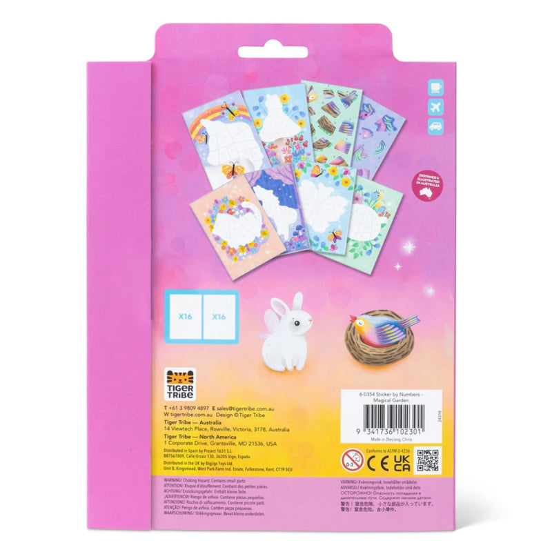 Tiger Tribe Magical Garden Sticker by Numbers Arts and Craft for Kids Fairy Unicorn and Castle Theme 4yrs+