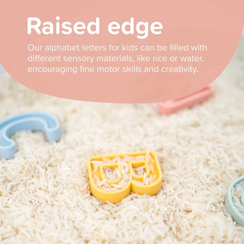 Inspire My Play Lowercase Letter Silicone Alphabet Spelling Set 57pcs with Storage Bag Early Literacy 3yrs+