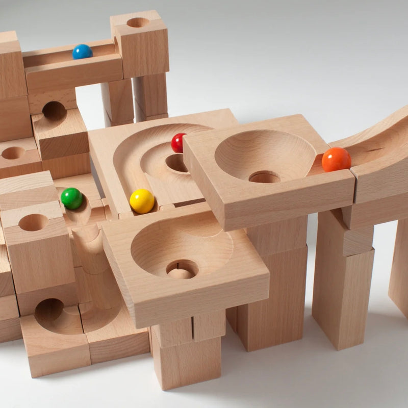 KADEN Marble Run S Mix in Box Early Science STEM Toys 44pcs Marble Run Game Wooden Building Blocks 3yrs+