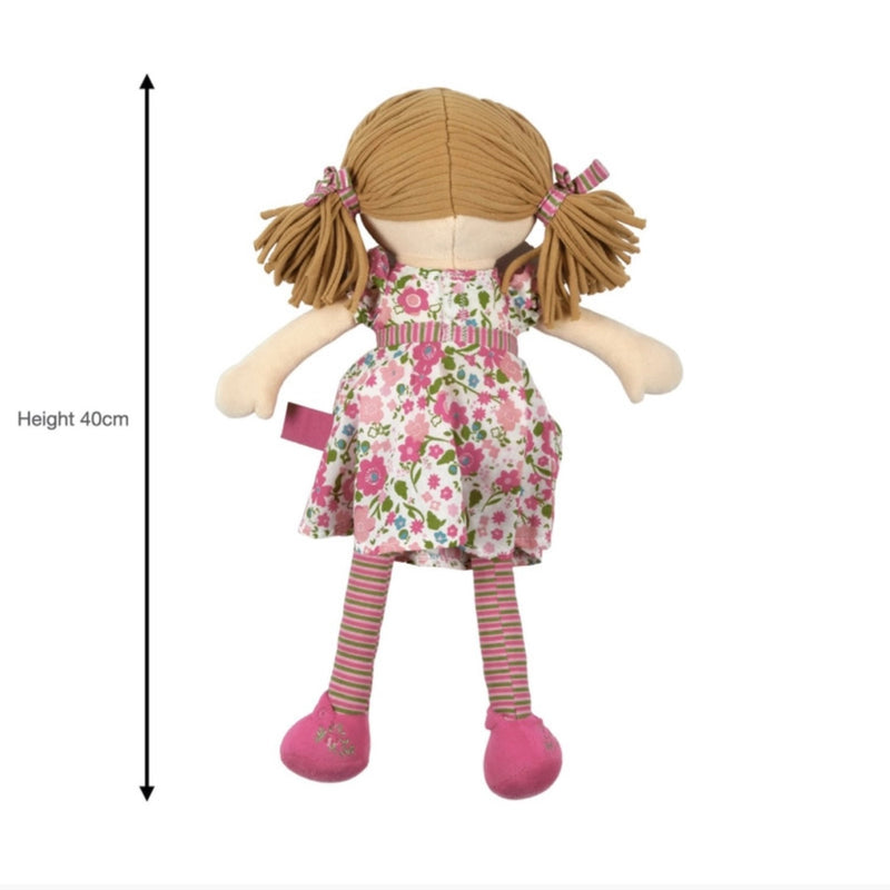 Bonikka Dolls Fran with Light Brown Hair & Floral Pink Dress Baby Toddler Plush Toys Baby Gifts Idea 0m+