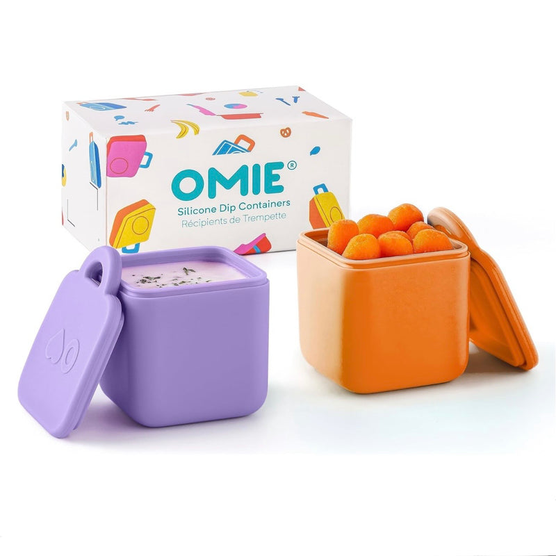 OMIEBOX Silicone Dip Containers 2pc 118ml 3 Colours Kids Lunchbox
